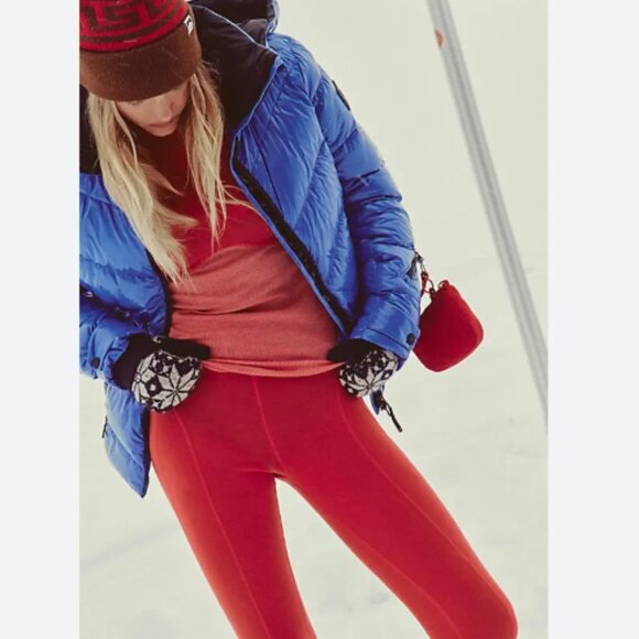 NEW Free People Moonlight Base Layer Leggings  Merino Wool in red 1125 2s1 - Picture 3 of 12